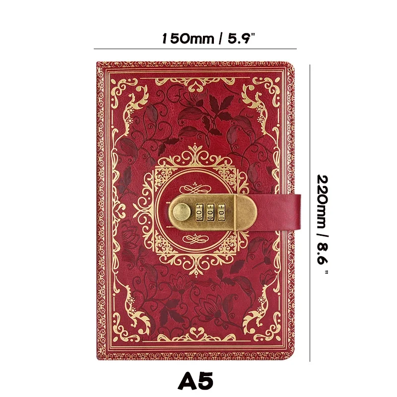 Retro Digital Password Notebook A5 Notebooks and Journals with Lock Diary Perfect for Men Women Kids Persons Privacy Gift