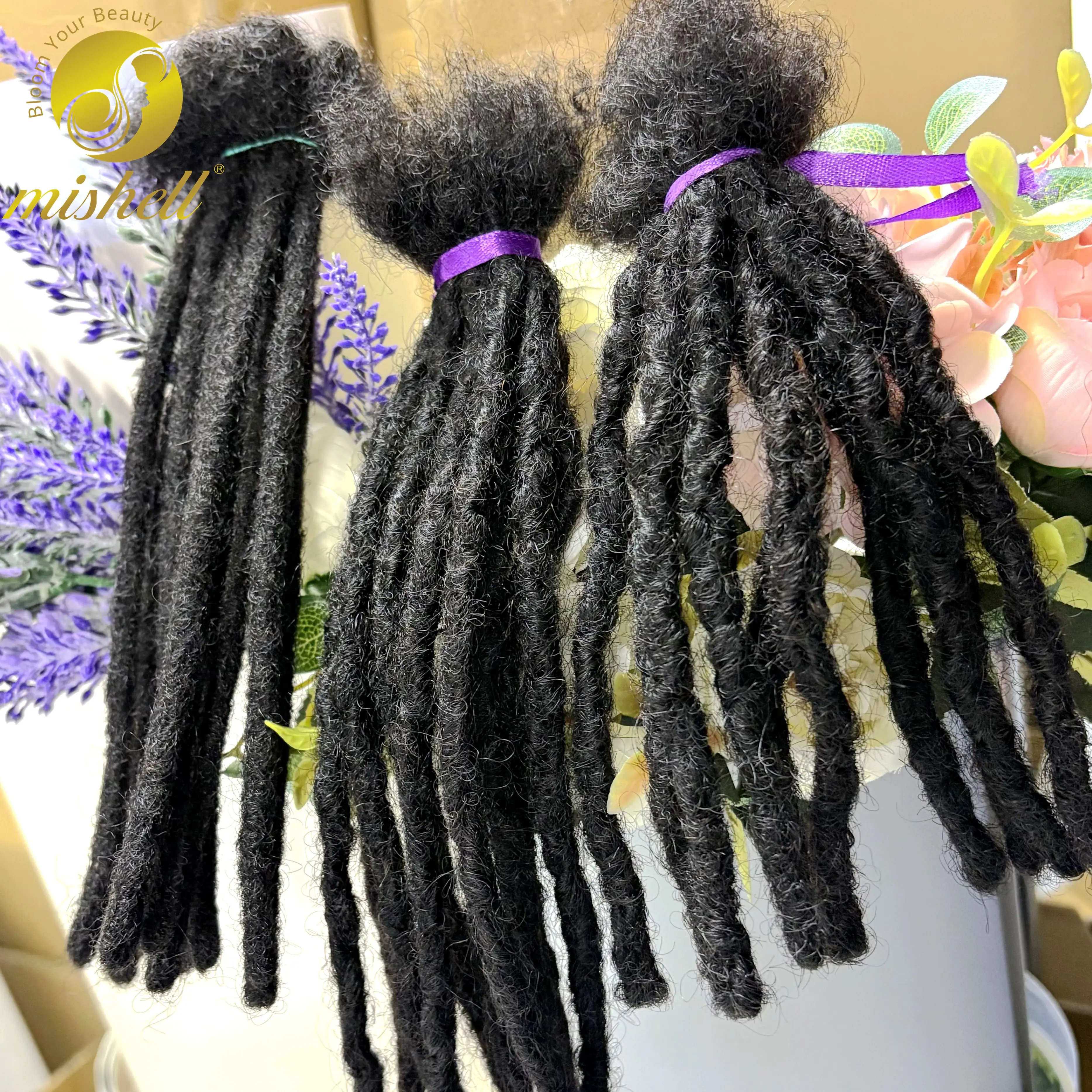 Extensão loc natural de cabelo humano, 8-14 polegadas, com pontas encaracoladas, 100% cabelo humano, artesanal, dreadlock, para homens, mulheres, crianças