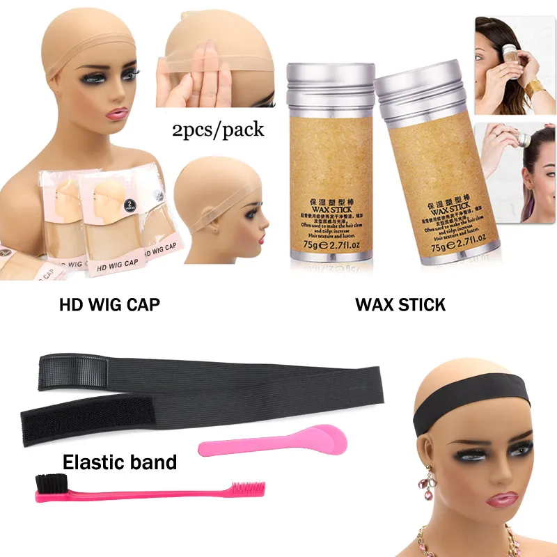Kit de instalación de peluca, conjunto con todo, 12 Uds., Mousse para el cabello, tinte de encaje en aerosol, pegamento para peluca de encaje, barra de cera para el cabello, banda para peluca con Control de bordes