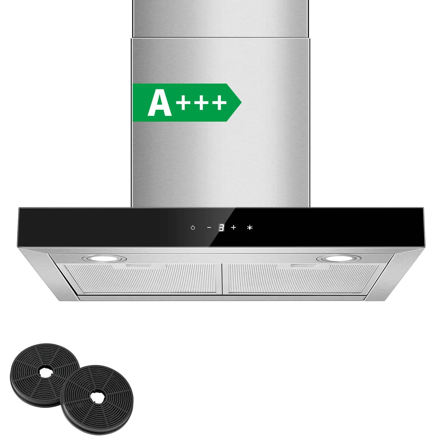 Topstrong 60 cm Wandmontage, 400 m3/h A+++, LED-Touch-Control-Abluftventilator aus Edelstahl, leise, 52 dB, Küchenhaube
