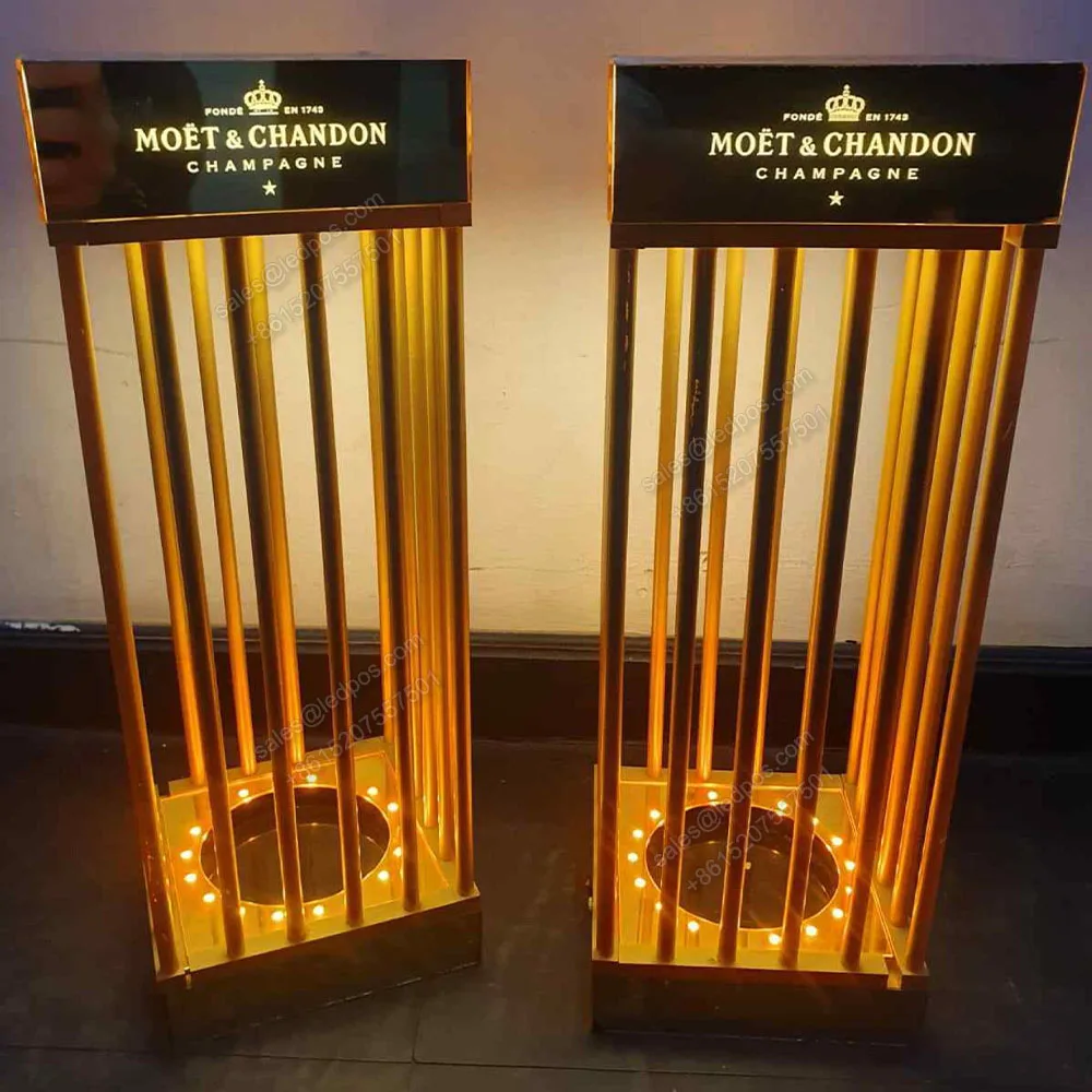 Garrafa de champanhe LED recarregável, Apresentador Vodka Tequila Neon Bar Sign, Whisky Glorifier, Serviço VIP Tray Display, Logotipo personalizado