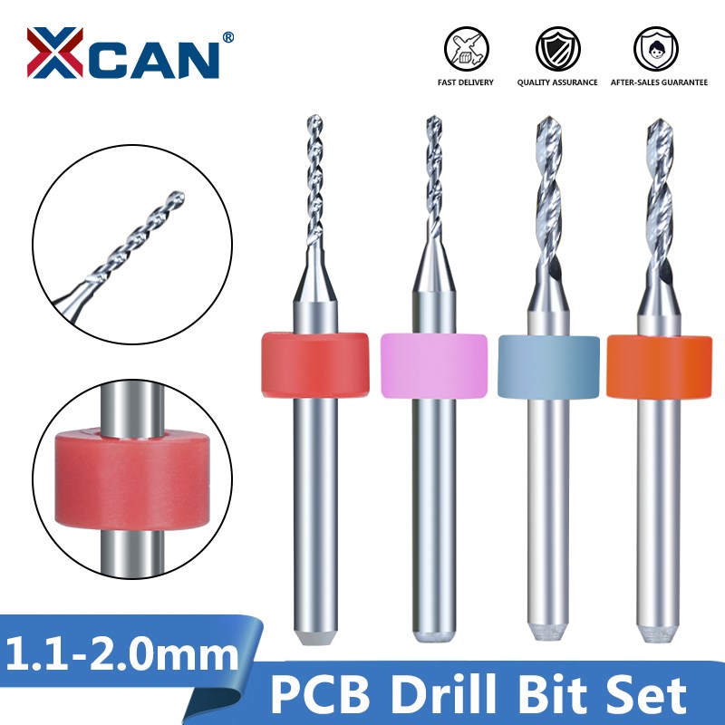 Xcan 10 pces 1.1mm-2.0mm importação de carboneto pcb brocas placa de circuito de impressão mini conjunto de bits de perfuração cnc