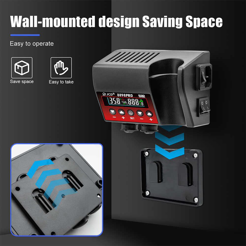 JCD 8898Pro 2 in 1 Soldering Station 750W LCD Digital Display Hot Air Station Wall-mounted Welding Rework Station Solder Tools