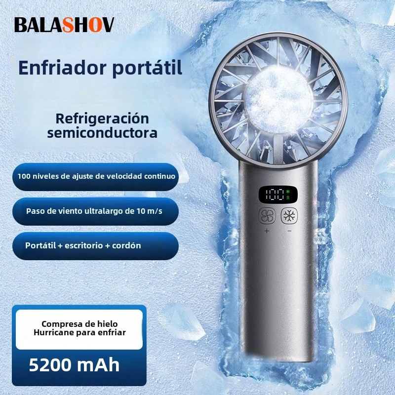 Ventilador de refrigeración de alta velocidad para compresa de hielo, ventiladores de mano, miniventilador portátil recargable por USB, pantalla Digital LED, viajes, Camping, exteriores