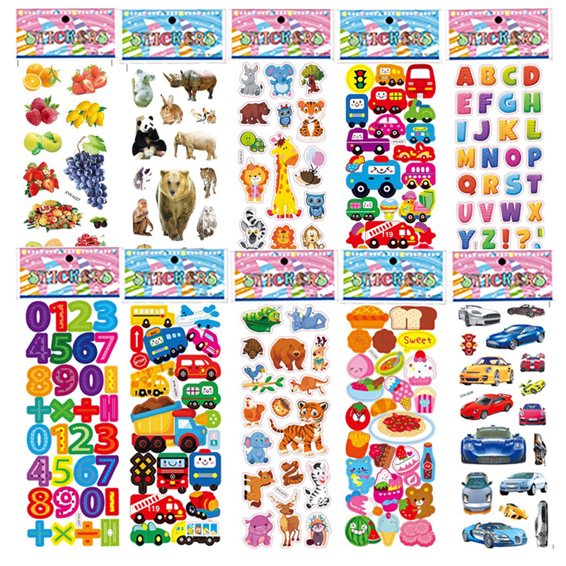 10~100PCS 3D Dinosaur Stickers for Kids Toys Home Wall Decor Cartoon Sticker Scrapbooking Notebook Diary Label decoration TMZ