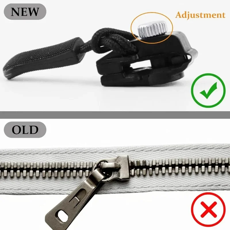 Cabeça removível do zíper do metal, Alloy Zipper Lock sem ferramentas destacáveis, sem costura necessária, resistente Zip Fastener, peças de saco universal