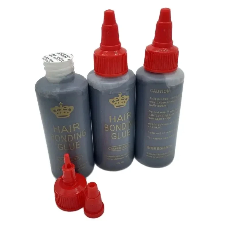 Cola de ligação de trama de cabelo preto 60 ml, cola de tecelagem de cabelo à prova d'água, cola forte para extensões de cabelo