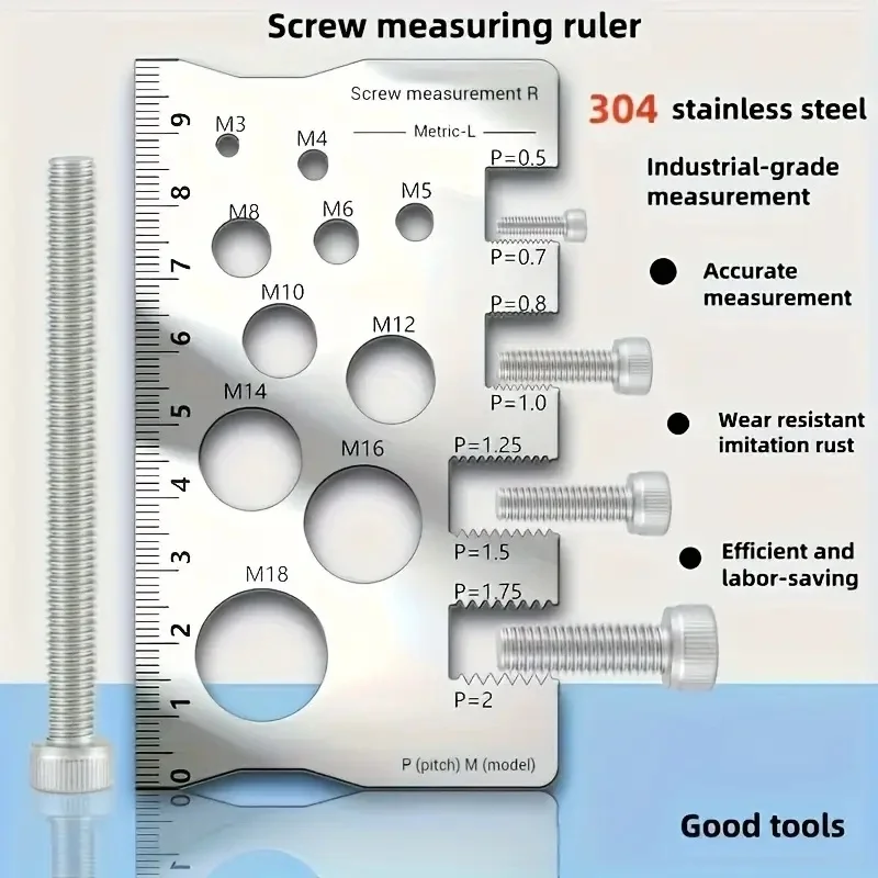 Thread Pitch Gauge Measurement Ruler High Accuracy Stainless steel for Screw Measuring Gauge Tool Bit Bolt Nut Screw Craft