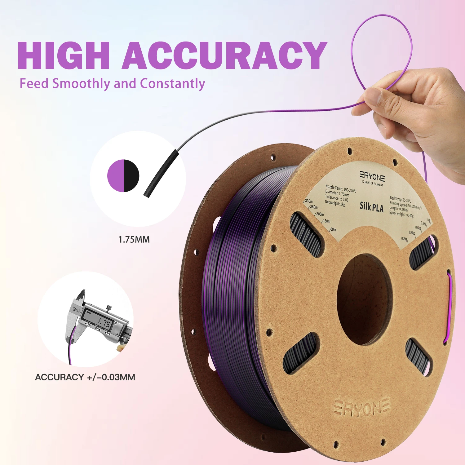 ERYONE Dual Color Series Silk PLA And Matte PLA 1KG 1.75mm Diameter High Quality Filament For FDM 3D Printing  New Arrival