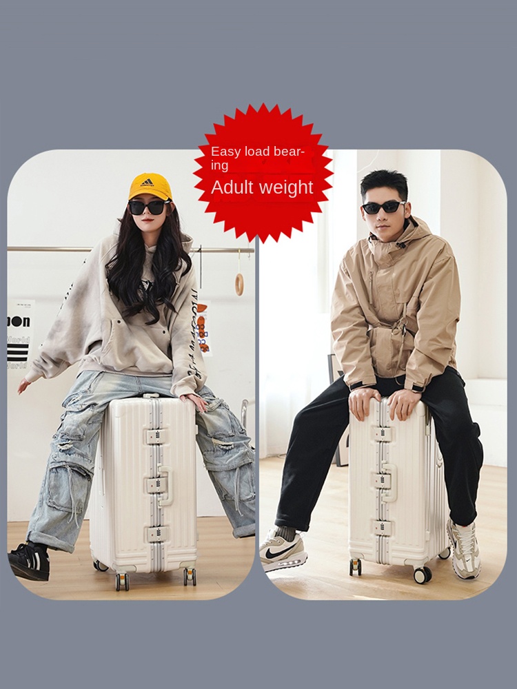 多機能キャリア - 26 インチスーツケースに座ることができます厚みのある ABS + PC トロリーケース旅行荷物アルミフレーム