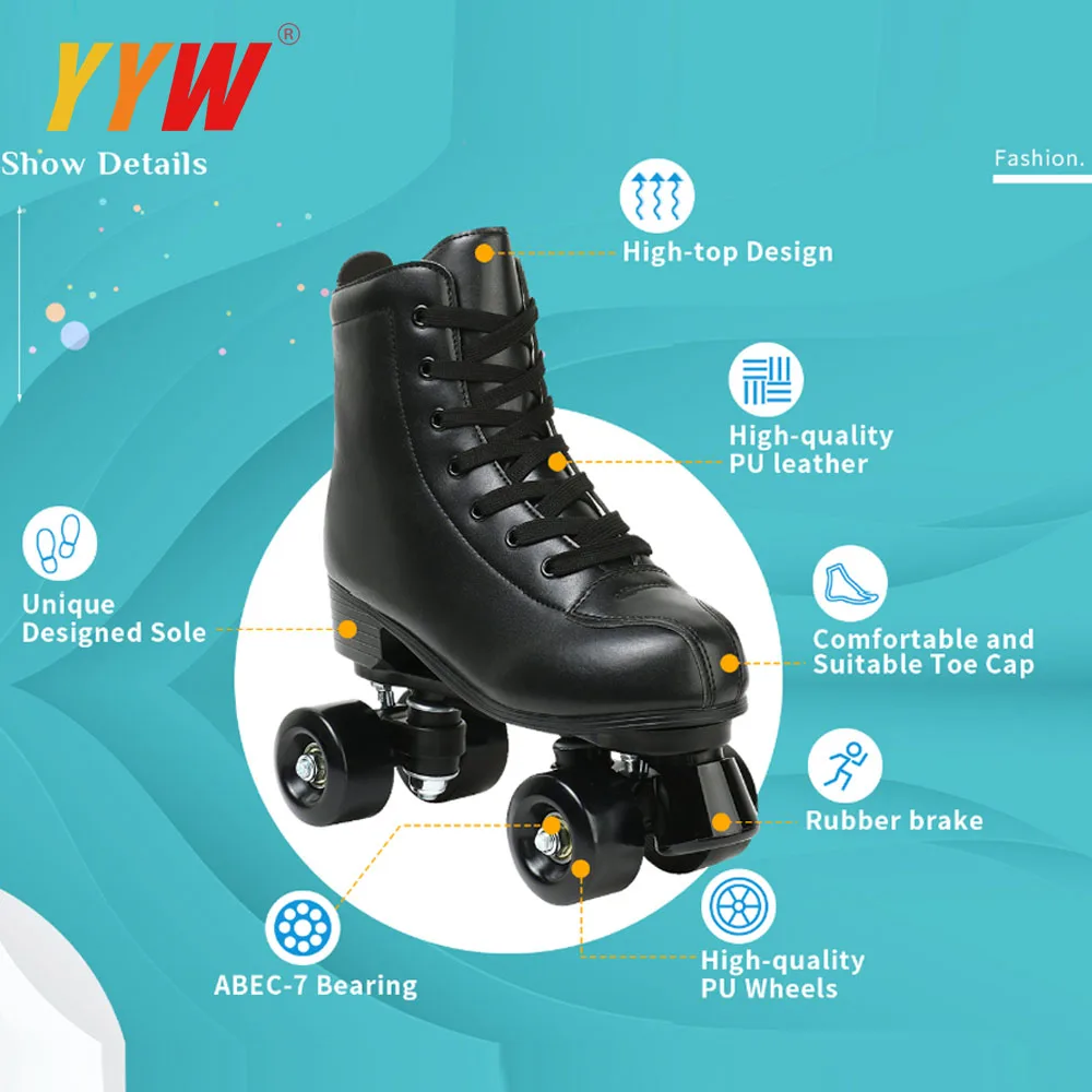 Frauen Weiß PU Leder Rollschuhe Skating Schuhe Schiebe Inline Quad Skates Turnschuhe Ausbildung Europa Größe 4 Räder Flash-Rad