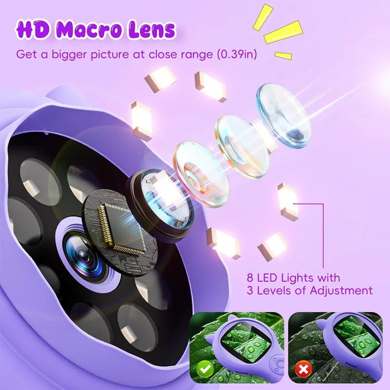 Handheld Digital Microscope 500X USB Supports 64GB Memory Insect Coin Magnifier Portable Microscopes Children Educational Toy