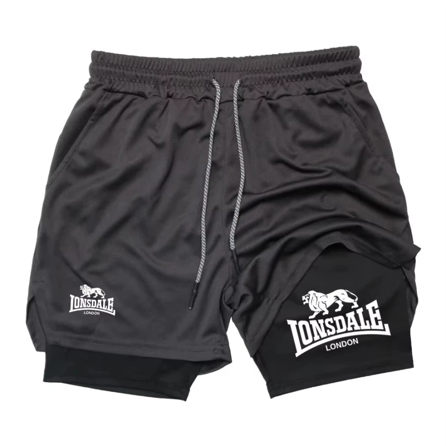 2 in 1 Compression Shorts for Men Gym Workout Running Shorts with Phone Pockets Athletic Quick Dry Activewear
