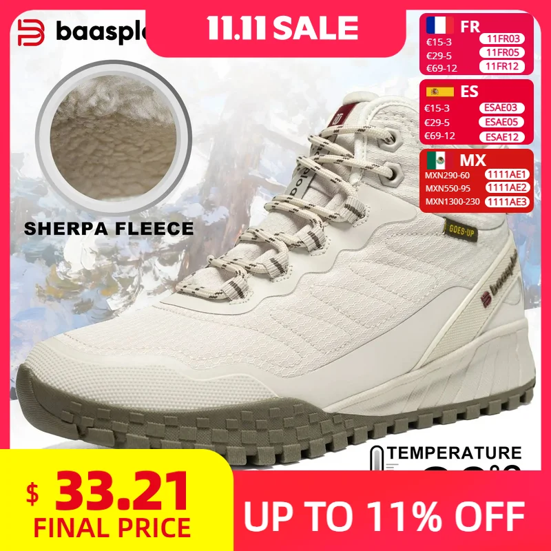 Baasploa inverno feminino tênis de pelúcia botas de neve quentes antiderrapantes sapatos impermeáveis botas ao ar livre sapatos de caminhada