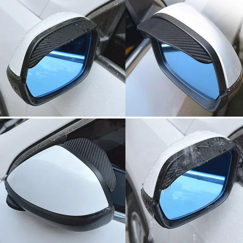 2Pcs Auto Rückspiegel Regen Augenbraue Carbon Faser Auto Regen Schild Rainscreen Reflektor Regen Schild Reverse Spiegel Stirn Abdeckung
