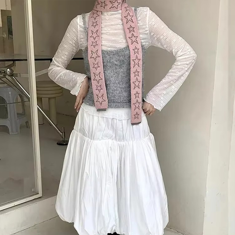 Ster Kasjmier Sjaal Vintage Gebreide Smalle Langere Sjaal Vrouwen Twee Kleuren Uitlaat Halswarmer Y2k Meisje Accessoires Vier Seizoenen