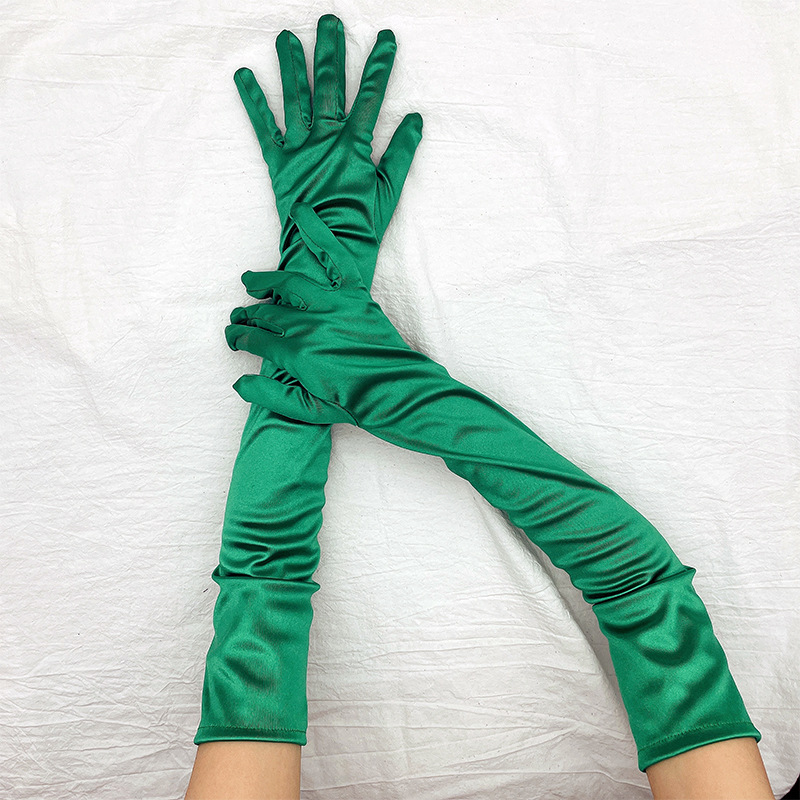 ขยายพิธีถุงมือซาตินยืดถุงมือซาติน retro party คอสเพลย์สุภาพสตรีถุงมือแฟชั่นถุงมือแต่งงาน C027