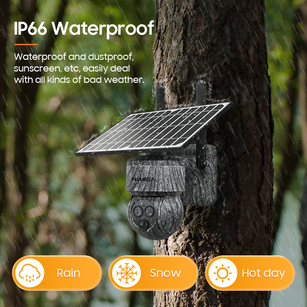 INQMEGA 8MP 4G SIM Card / WIFI Solar Camera Outdoor Security Protection CCTV Recording Humanoid Dection in Forest / Farm