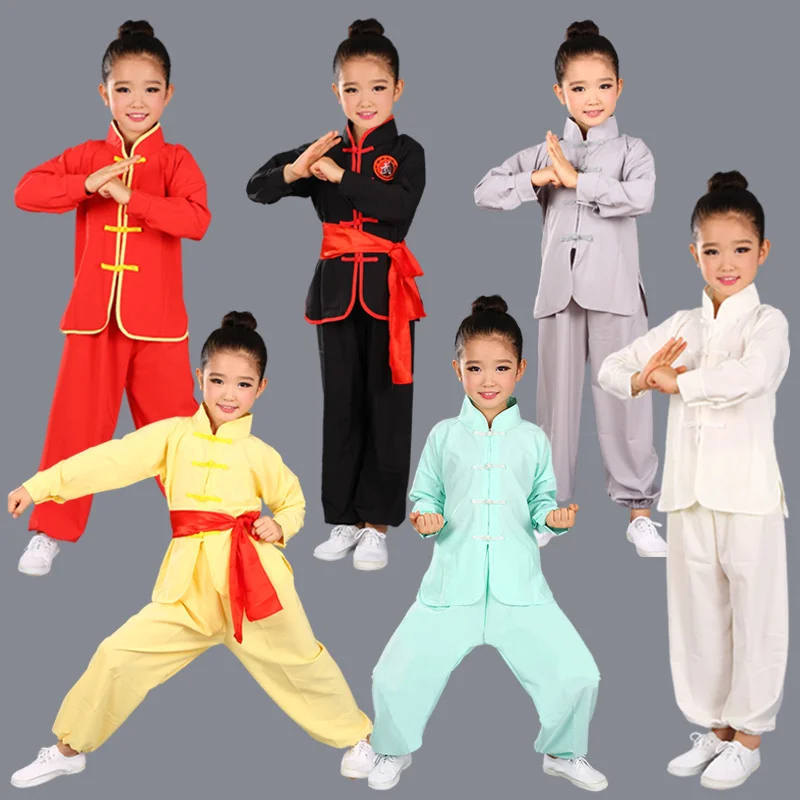 Kind männer frauen Chinesische Traditionelle KungFu Uniform Für Jungen Mädchen Wushu Kostüm Anzug Set Tai Chi Folk leistung bühne Outfit