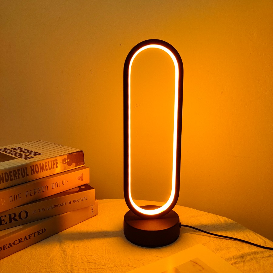 1 lámpara de PC, lámpara de anillo para dormitorio, sala de estar, lámpara de noche con atenuación de tres colores, luz LED nocturna
