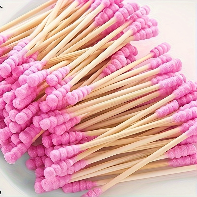 500 Pieces Hypoallergenic Double Tip Sponges, Pink, for Ear, Nose Cleansing & Make-up Application