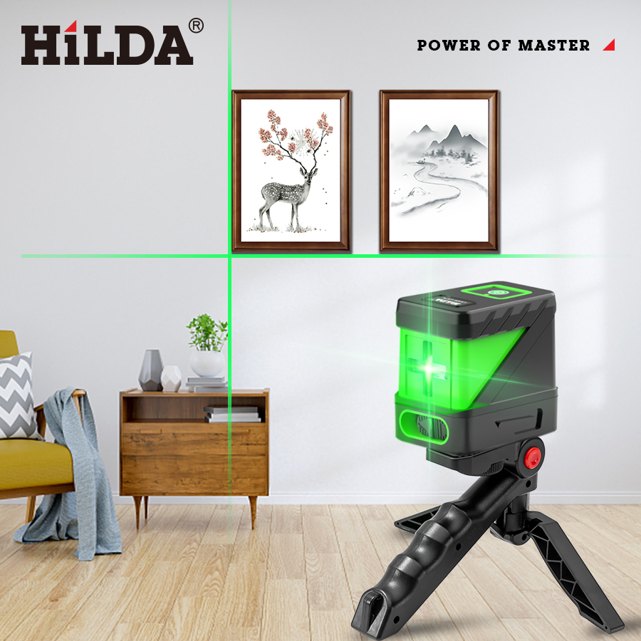 HILDA Livello laser a 2 linee Autolivellante Raggi verdi Laser Orizzontale Linea trasversale verticale Mini livello laser