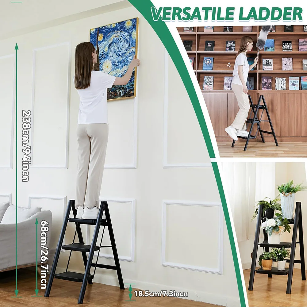 White Folding Ladder Chair Carbon Steel High Stools Strong Load-bearing Thickened Kitchen Step Ladder Stool For home 접이식사다리