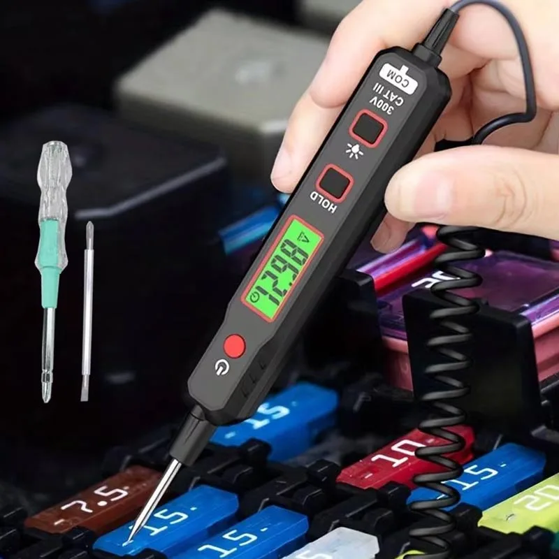 Probador de voltaje de circuito de coche Digital pantalla de retroiluminación probador de mantenimiento de fallos de automóvil