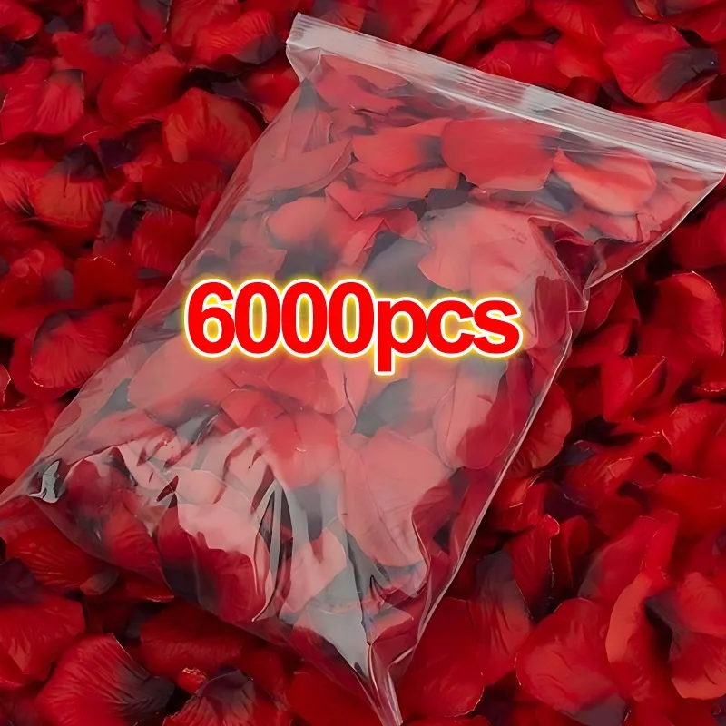 6000/100 Stück künstliche gefälschte Rosenblätter, bunt, rot, weiß, goldfarben, Rosenblütenblätter, Blumen für romantische Hochzeit, Party, Gastgeschenke, Dekoration