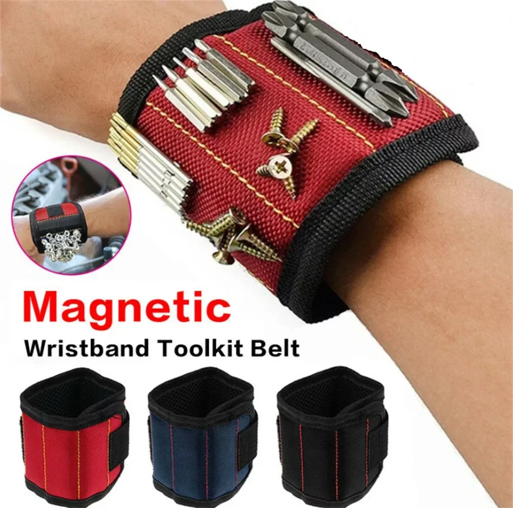 Strong Magnetic สายรัดข้อมือกระเป๋าเครื่องมือแบบพกพาสําหรับสกรู NAIL NUT Bolt เจาะชุดซ่อม Bit Organizer Storage