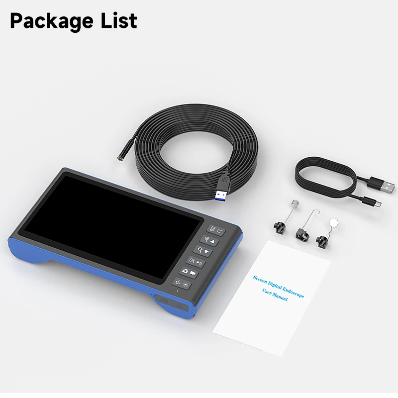 7'' IPS Screen Endoscope HD 1080P Camera 3.9mm 8mm Split Design 1-15m Rigid Cable Replaceable for Inspection Machinery Engine