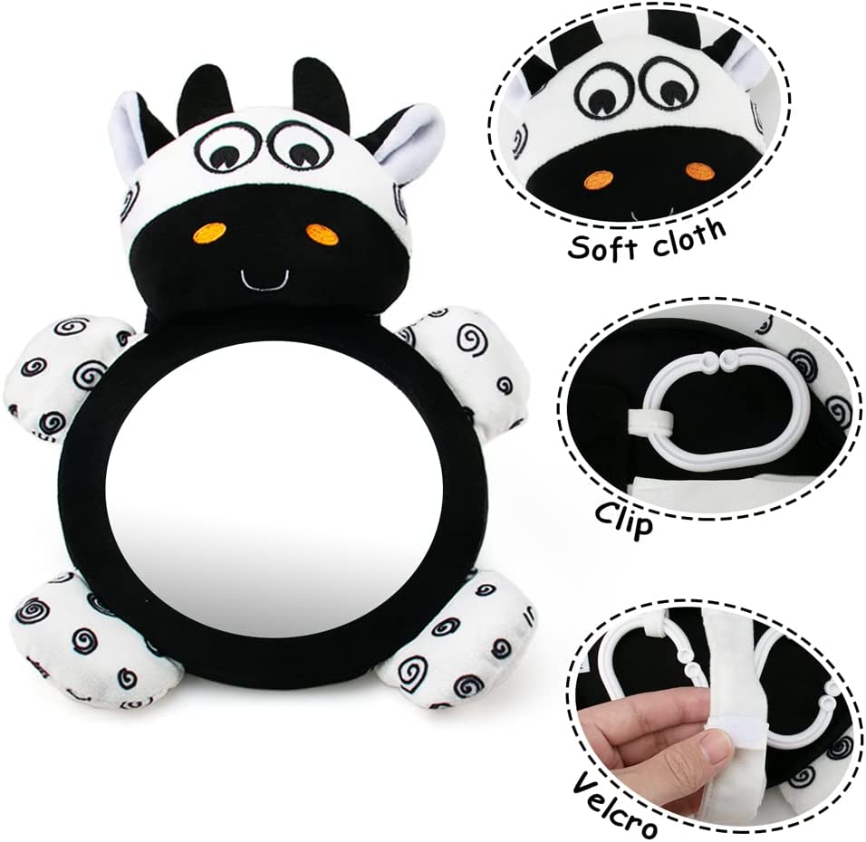 รถที่นั่งของเล่นสําหรับทารก 0 + เดือนเด็กด้านหลังกระจกแขวน Squeaky Sensory Soft Rattle ของเล่นเด็กศูนย์กิจกรรมสําหรับ Play KICK