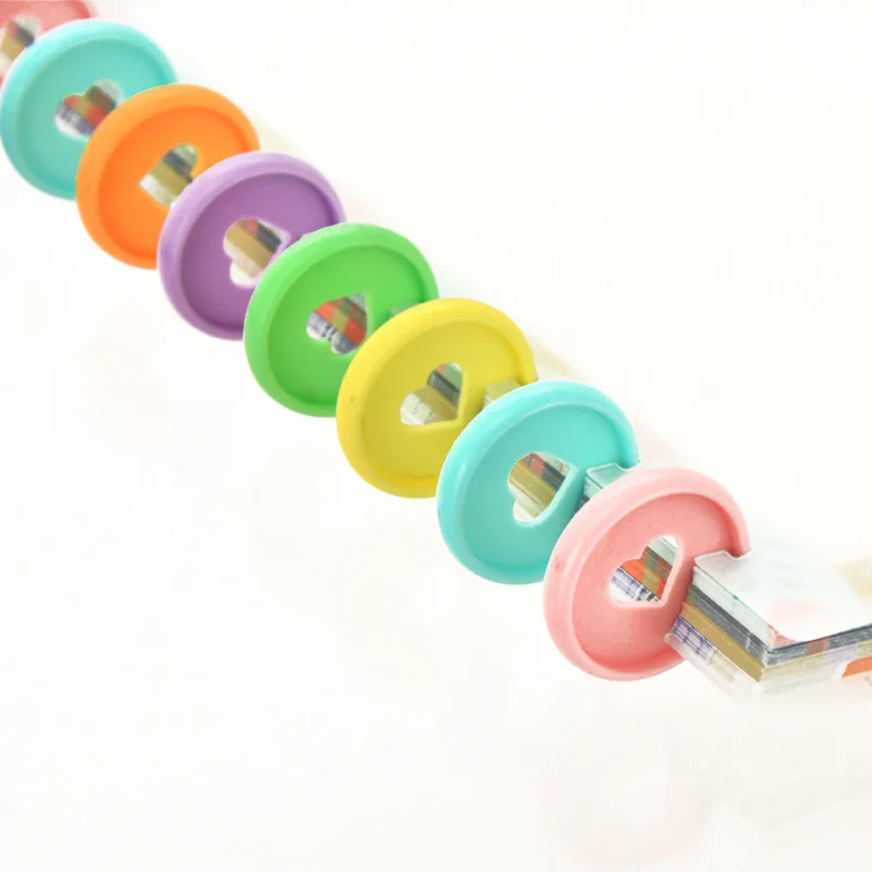 100pcs 28mm Mushroom Hole Loose-leaf Ring Notebook Album Data Book Plastic Transparent Heart Macaron Disc Discbound Discs