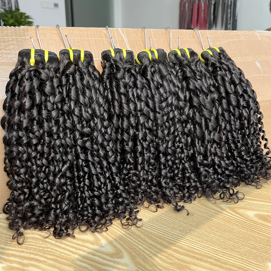 ピクシーカーリー人毛バンドル 10-30 インチ弾むカーリー 100% 生バージンヘア織りエクステンション織りナチュラルカラー女性のための