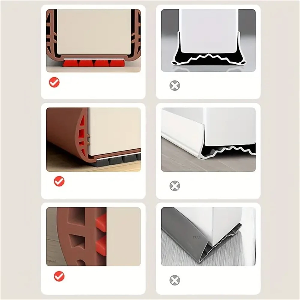 1PC PVC Door Bottom Weatherstrip Seal Dust and Noise Insulation Seal Strip Tape Self-adhesive Door Draft Stopper Insulator Strip