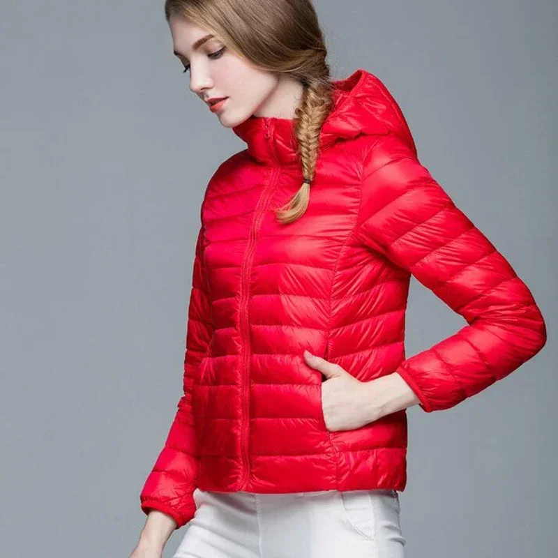 Women's White Duck Down Jacket, Ultra-light, Warm, Portable Outerwear, Plus Coat, Winter