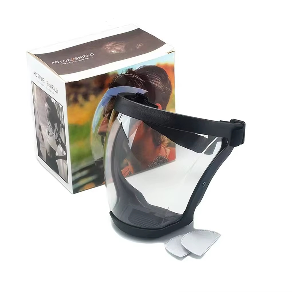 Máscara de proteção transparente facial completa com fivela ajustável – Escudo facial reutilizável e resistente ao calor para segurança no trabalho, fora