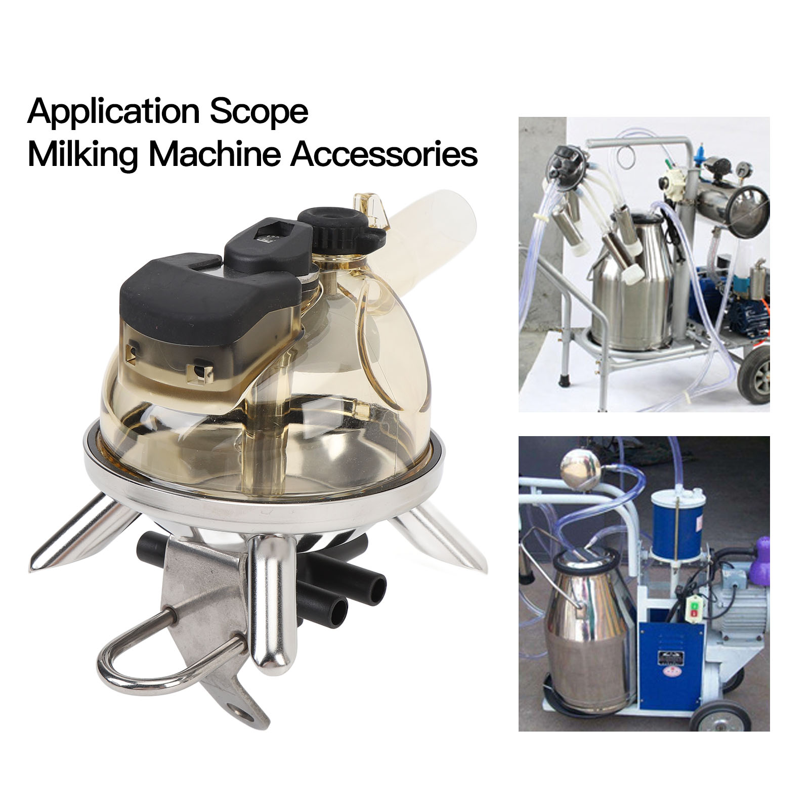 Cluster de garra de leite coletor de leite de vaca 300ml base inoxidável capa transparente cluster de ordenha de vaca para fazenda ferramenta coletor de leite de vaca