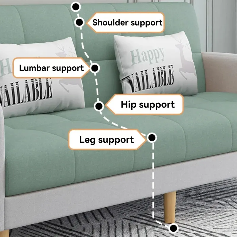 Small Unit Sofa Bed, Foldable Dual-purpose Double Bed, Home Office Nap, Three Person Sofa, Leisure Fabric, Lazy Sofa