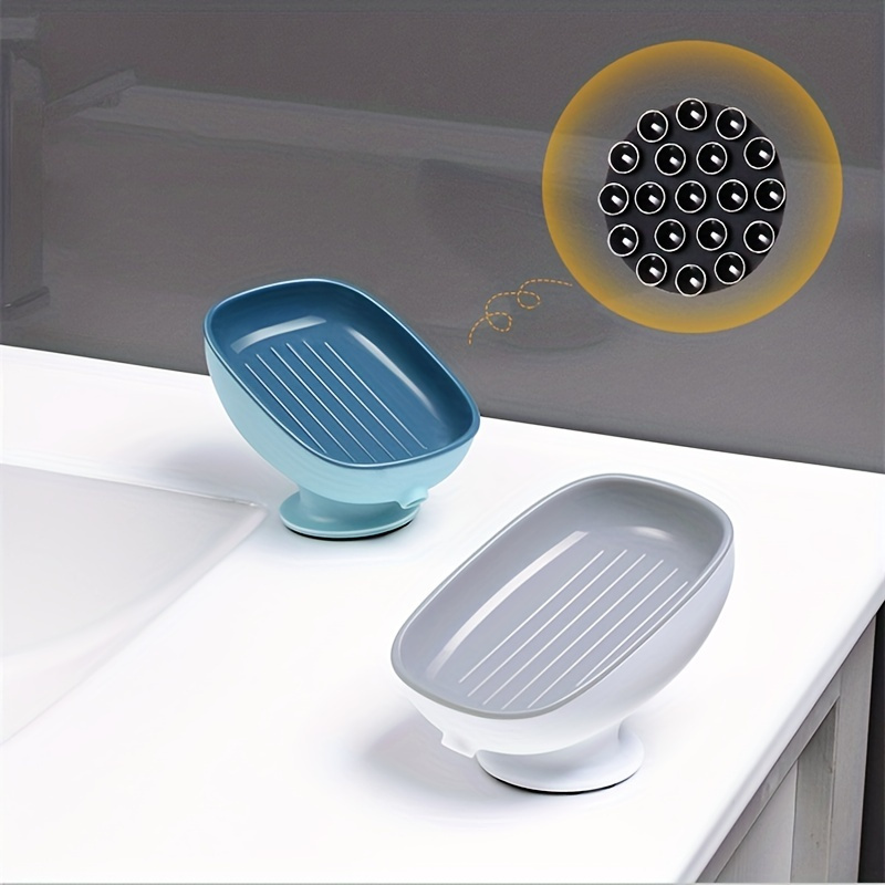 1pc Creative Soap Dish, Drain Soap Tray, Soap Holder With Suction Cup, Soap Rack For Bathroom Accessories
