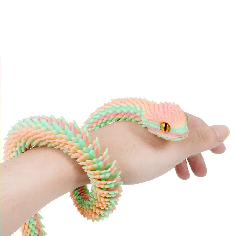 2025 New 3D Printed Snake Realistic Snake Statue Movable Joint Fidget Toys Simulation Snake Year Desk Ornament Animal Model Gift