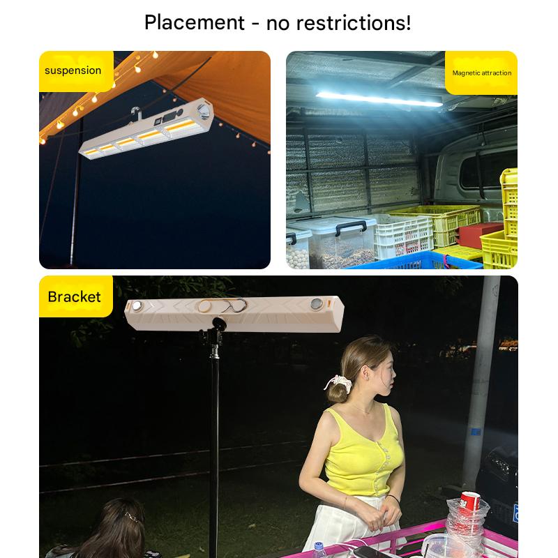 8800mAh 42cm Long IP66 Waterproof Rechargeable Camping Light, 3 Colors + Strobe & Magnetic Hook, All-Night Runtime for Outdoor/E