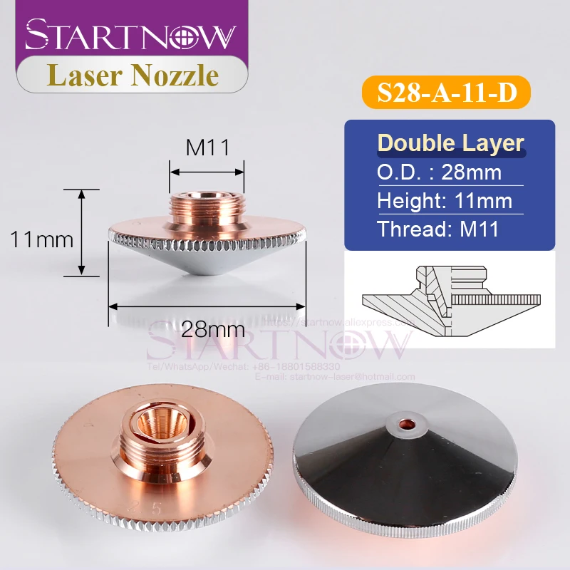 Startnow Cắt Laser Vòi Phun Đơn 2 Lớp Cho Precitec WSX Raytools CNC Sợi Laser Đầu Vòi Phun Cắt Máy Hàn