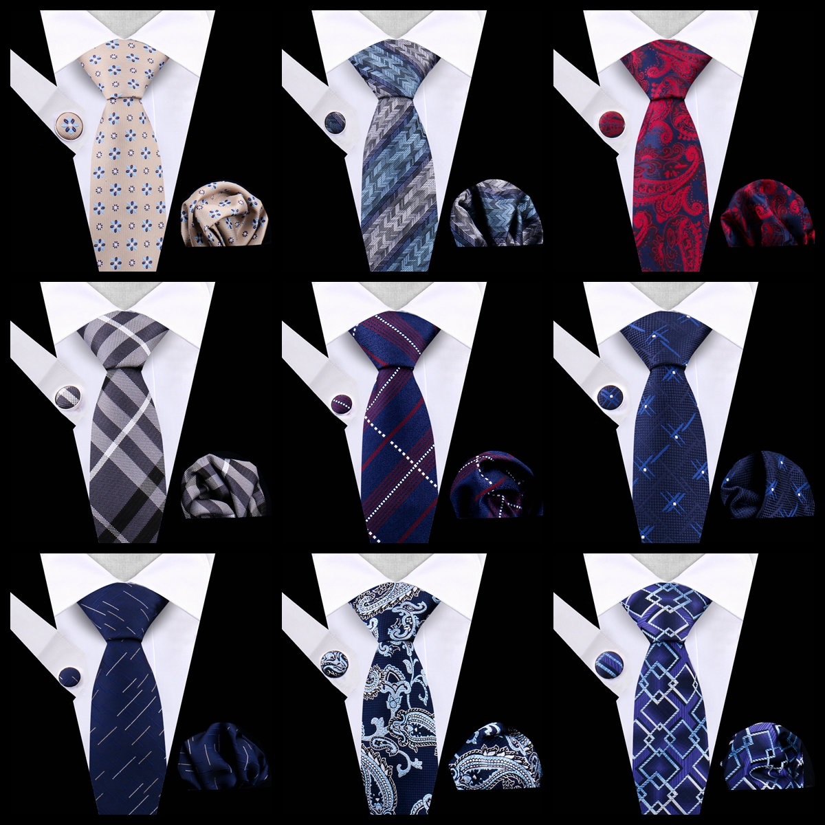 Cravate pour hommes ensemble affaires cravate bouton de manchette classique mouchoir costume pour mariage haute qualité rayure cravate ensemble formel Gravata cadeau