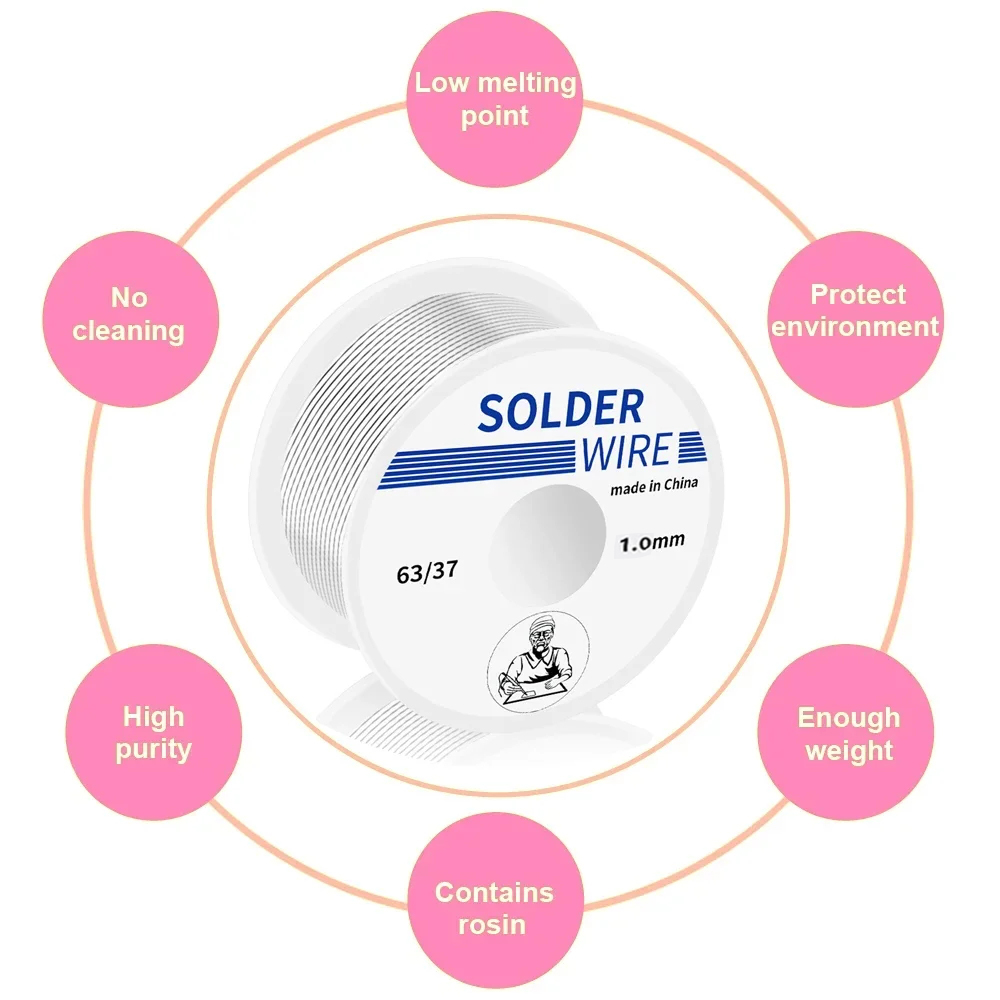 100/20g Solder Wire Tin Roll Clean Rosin Welding Core Soldering Wire Flux Reel Tube Low Temperature Easy Melt Solder Wire