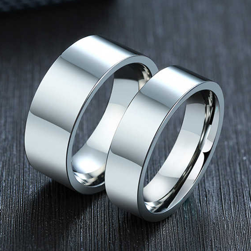 Anillos de acero inoxidable de 3/4/6/8mm de ancho, alto pulido, nueva moda clásica y generosa para hombres y mujeres, regalo de joyería