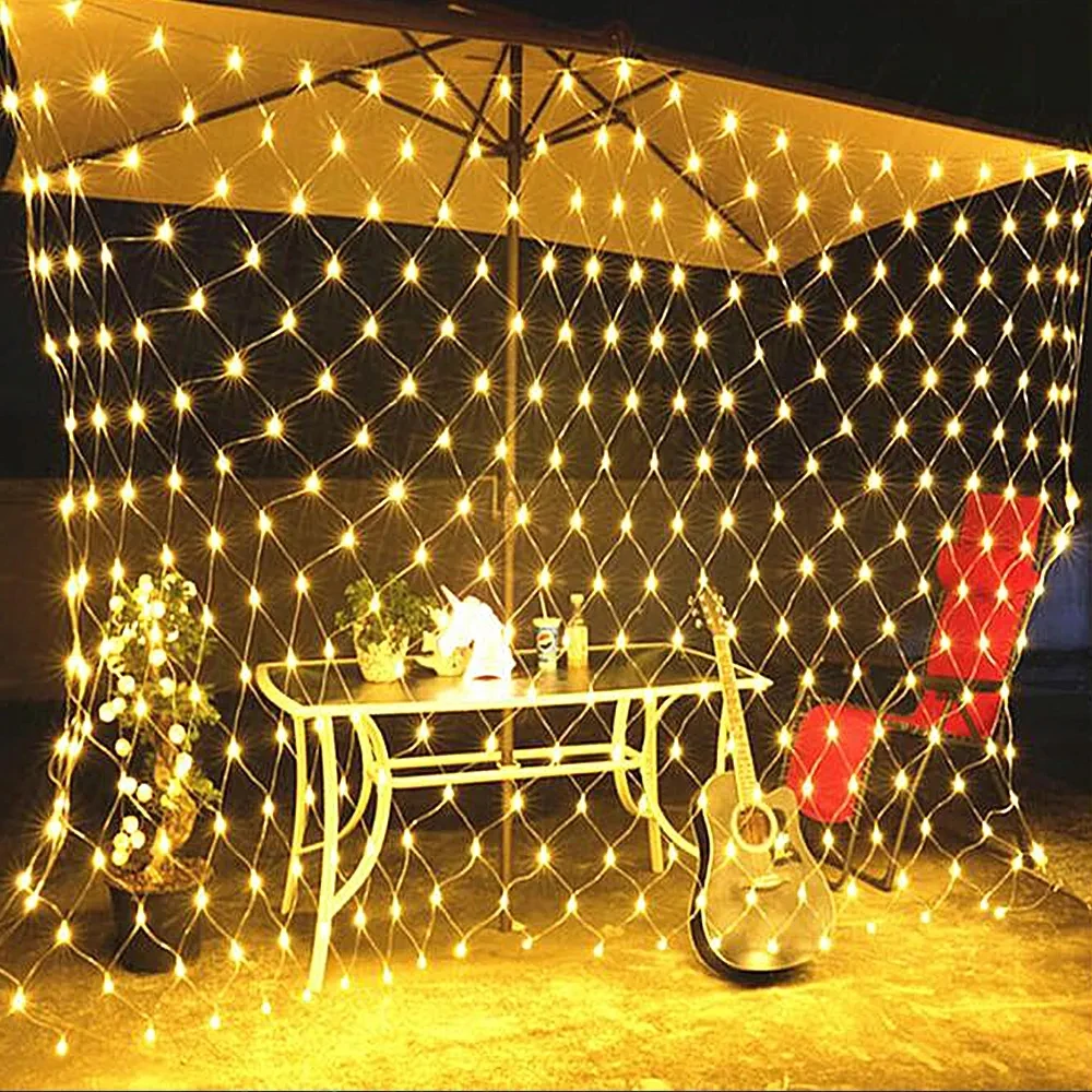 3x2m LED Solar String Net Mesh Light 8 Modes Waterproof Outdoor Garland Lamp for Christmas Party Patio Backyard Garden Decor