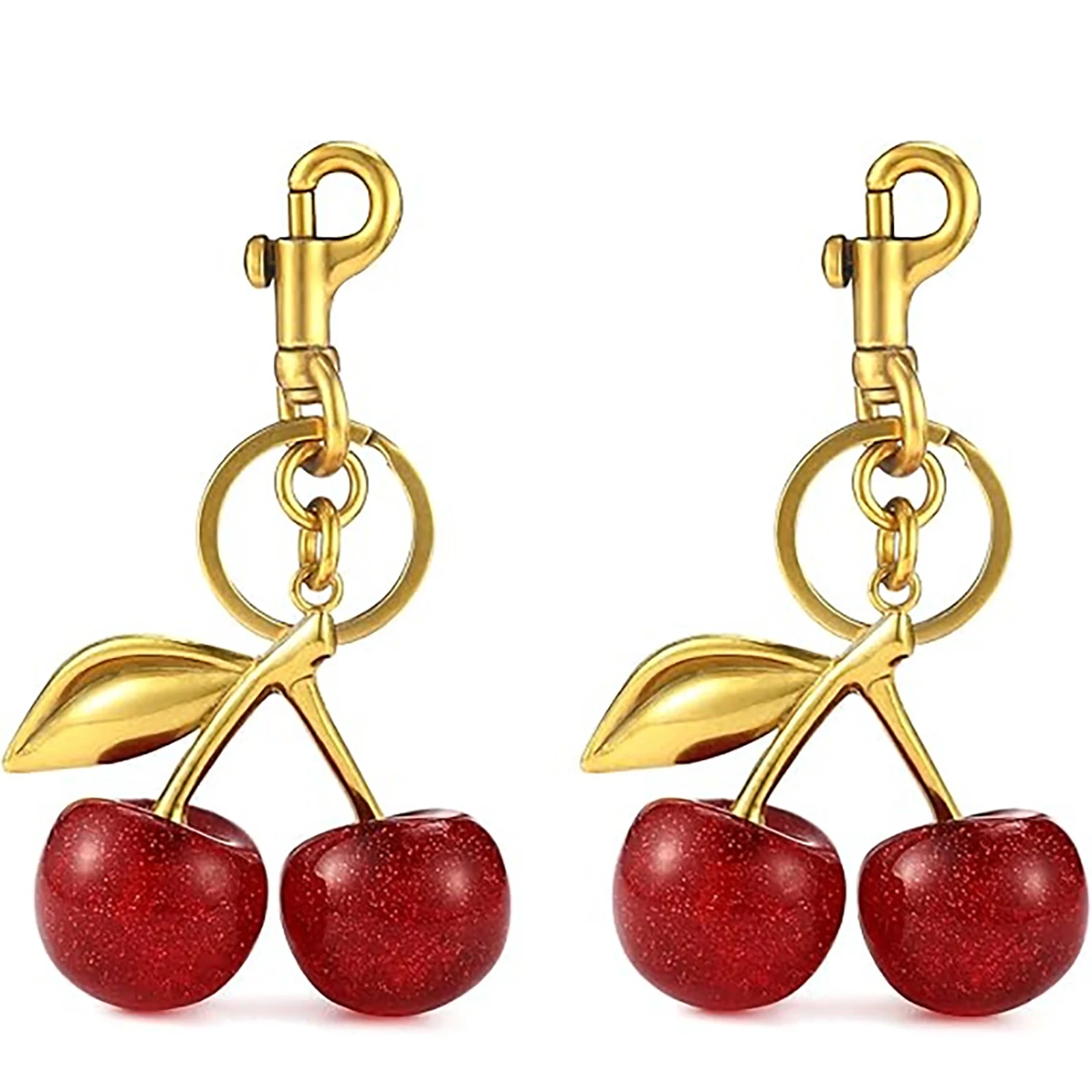 Portachiavi alla moda con ciliegia rossa, frutta estiva, ciliegie, portachiavi con ciondolo per donna, uomo, borsa per gioielli, accessori regalo