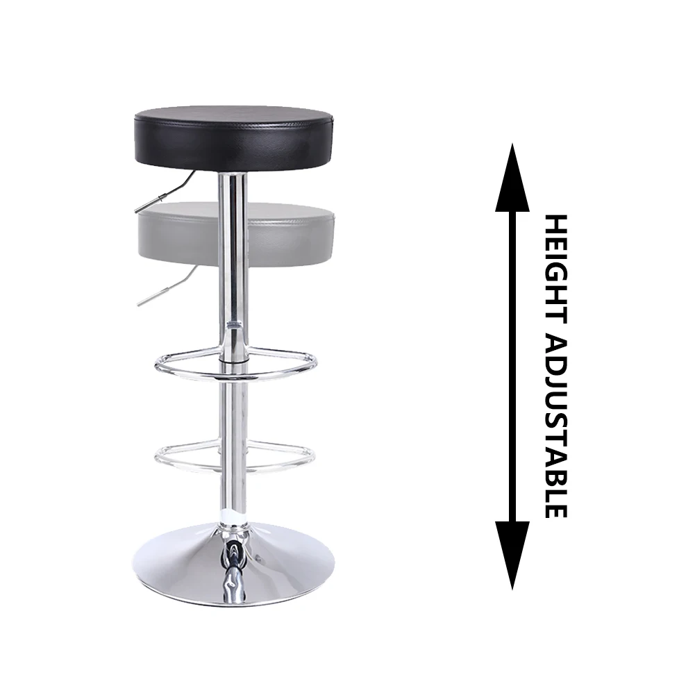 KKTONER Round Bar Stool PU Leather with Footrest Height Adjustable Swivel Pub Chair Home Kitchen Bar stools