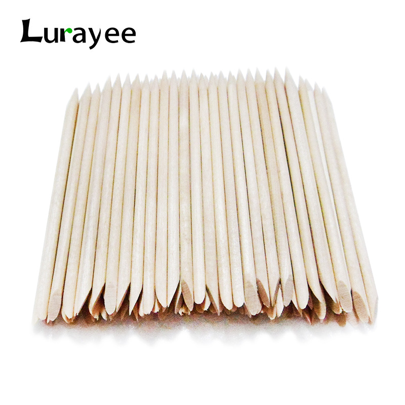 Lurayee-empujador de cutícula de uñas, palos de madera naranja, removedor de manicura, diseño de madera, esmalte de uñas en Gel, palo de dibujo para decoración de uñas